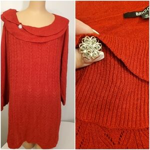 BRIGGS Beautiful Red & Red Sparkle Knit Sweater 3x